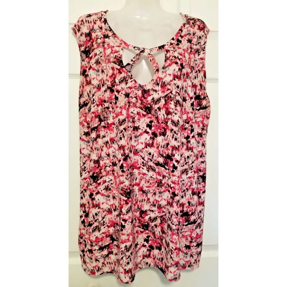 Jones Studio Women's Blouse Top Size 3X Sleeveless Liquid Knit Multicolor